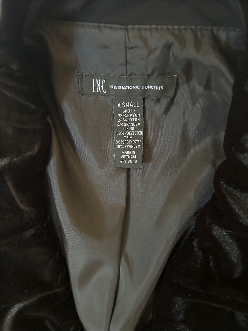 INC Women’s Black Velvet-Trim Long Jacket - Picture 2 of 10
